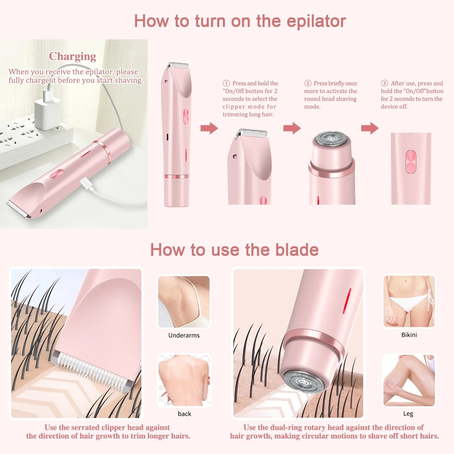 HoTo™ 2-in-1 Bikini and Body Shaver